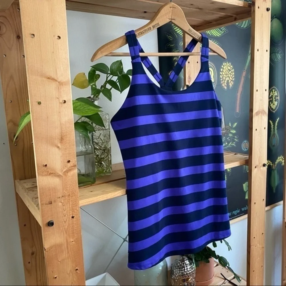 Athleta Optimism Tank Bold Stripe Top Purple Stripe Medium - Picture 6 of 15
